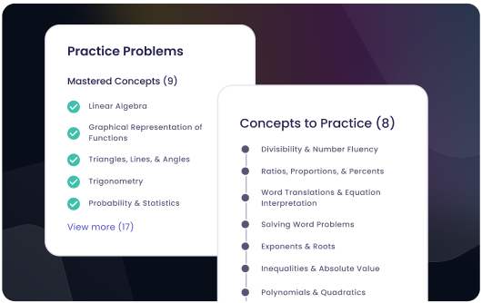 User Interface showing a student assessment result